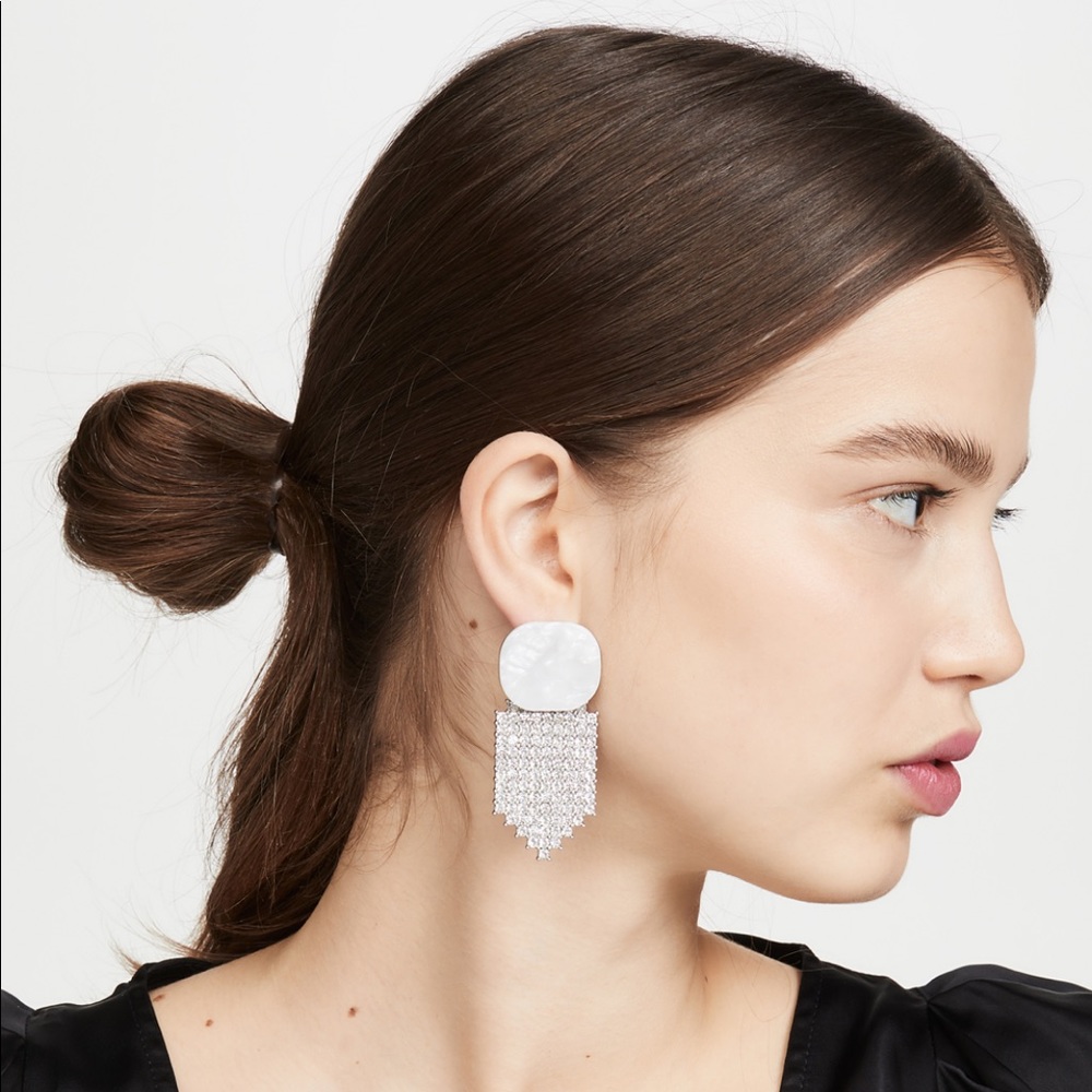 For Love and Lemons Auburn Crystal Earrings in White